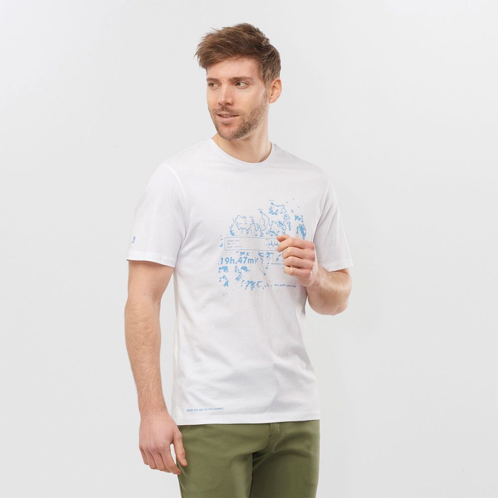 T-Shirts Salomon Homme Blanche - Salomon OUTLIFE GRAPHIC SALOMONOTONE SS M - France (0623-AVZRJ)